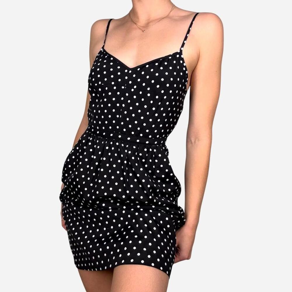 J Crew black white polka dot a-line dress - size 00